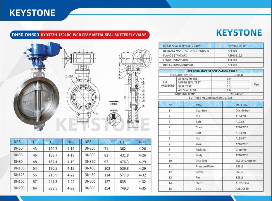 شیر پروانه فلز به فلز بدنه و دیسک استیل کیستون